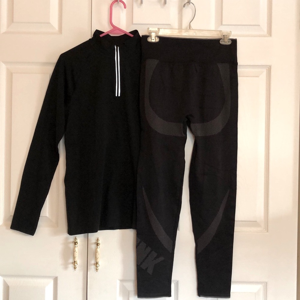 PINK seamless workout outfit